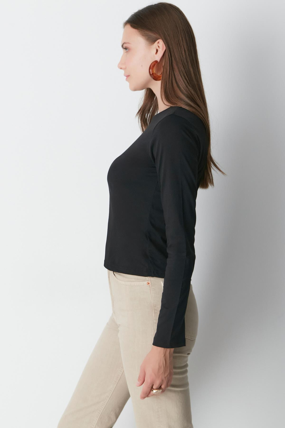 Bisiklet Yaka Uzun Kol 2li Basic T-Shirt 955 Siyah