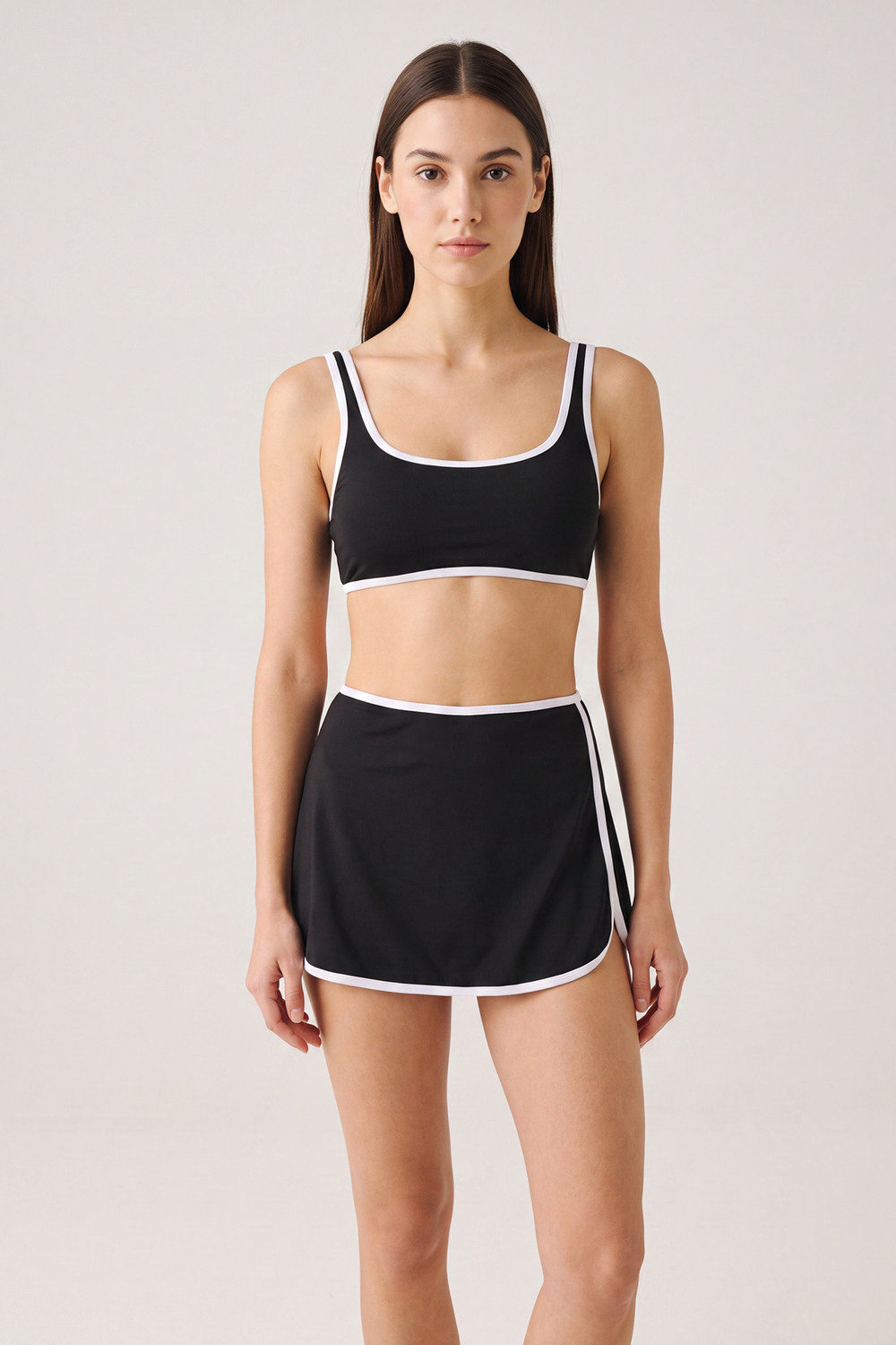 Bralet Kaplı Etekli Bikini Takımı 6059 Siyah