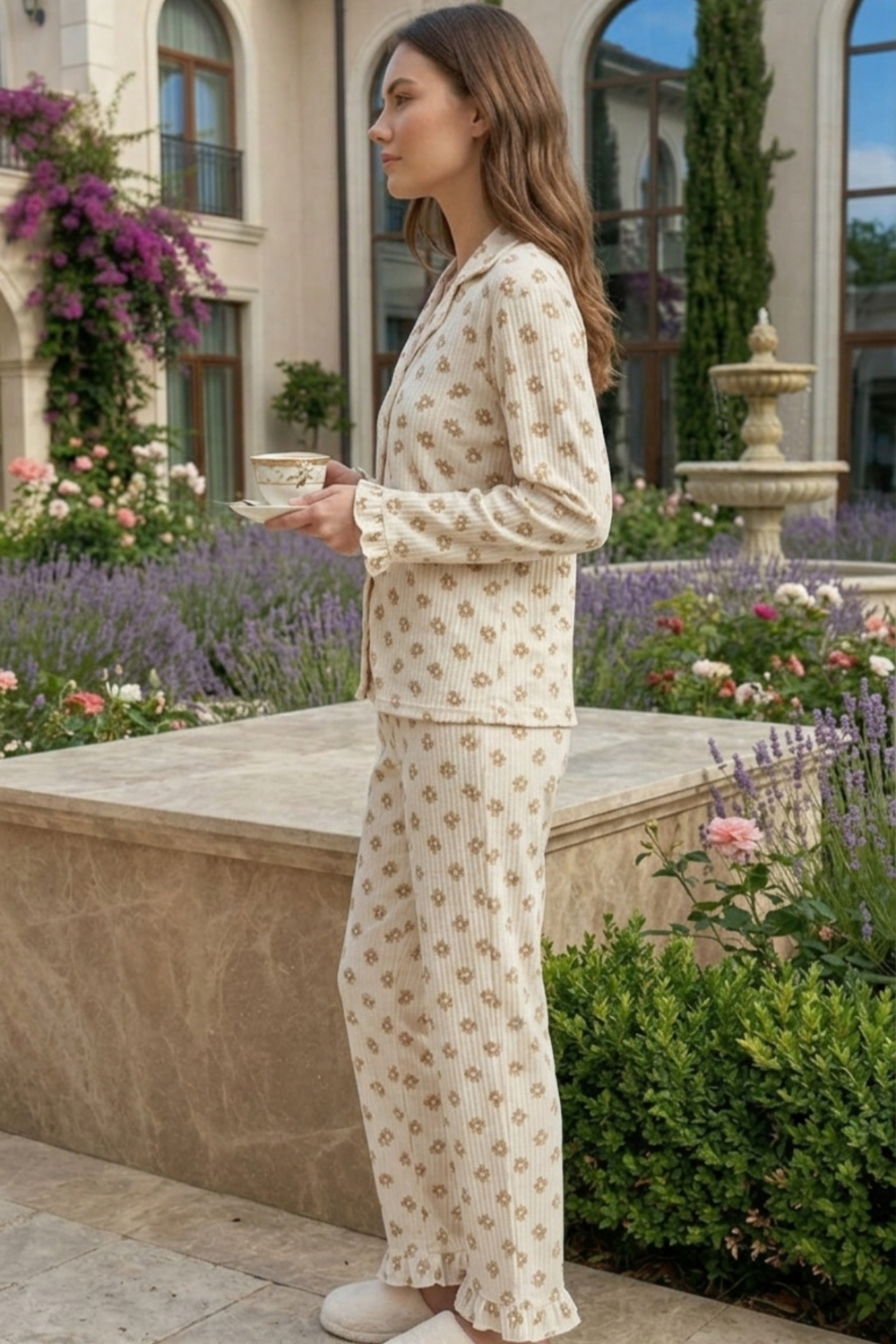 Womens Seersucker Button-Down Pajama Set