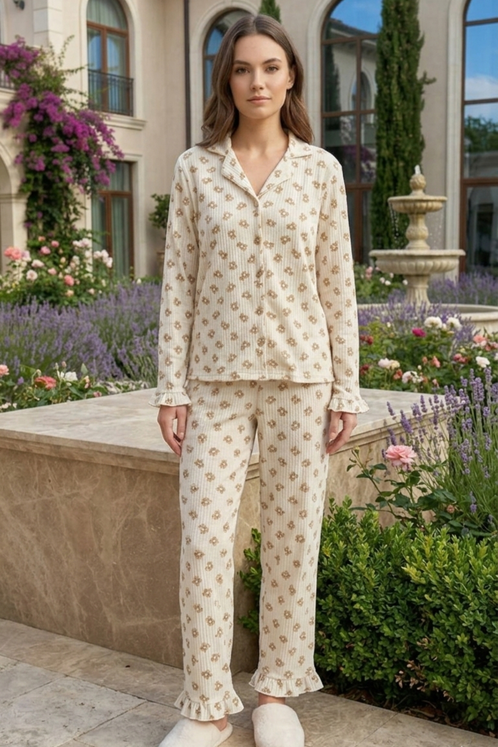 Womens Seersucker Button-Down Pajama Set