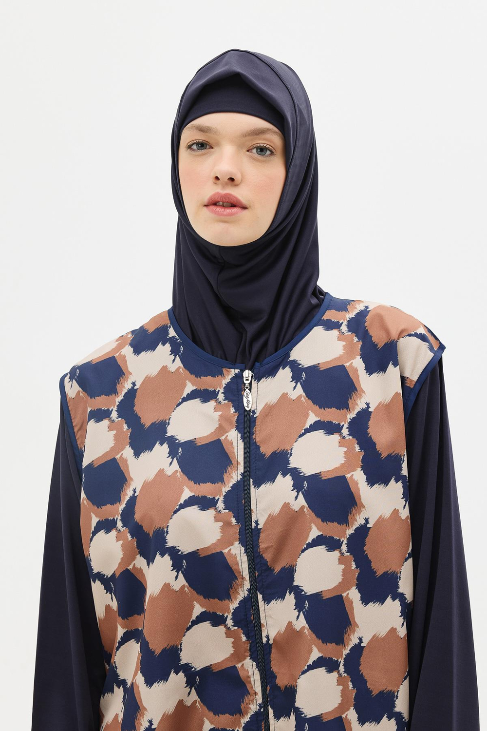 Plus Size 4-Piece Modest Swimwear Set -Zippered Burkini in Parachute Fabric - Style 1403