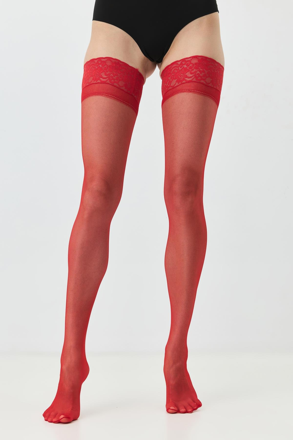 Büyük Beden Silikonlu 15 Denye Jartiyer Çorap Kırmızı