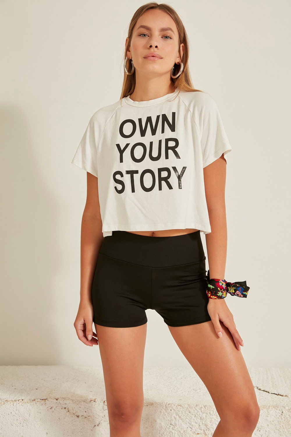 C&City Active Kadın Yüksek Bel Şort Siyah