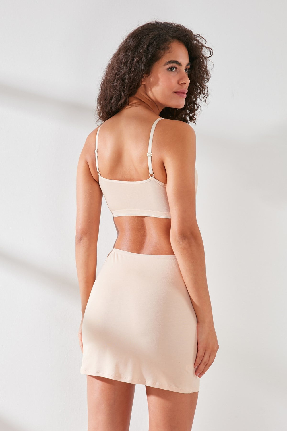 C11437 Kadın Modal Cotton Mini Jüpon Ten