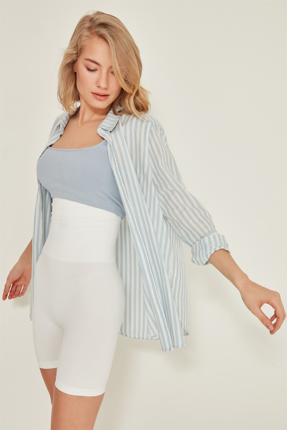 C12014 Kadın Double Korse Boxer Beyaz