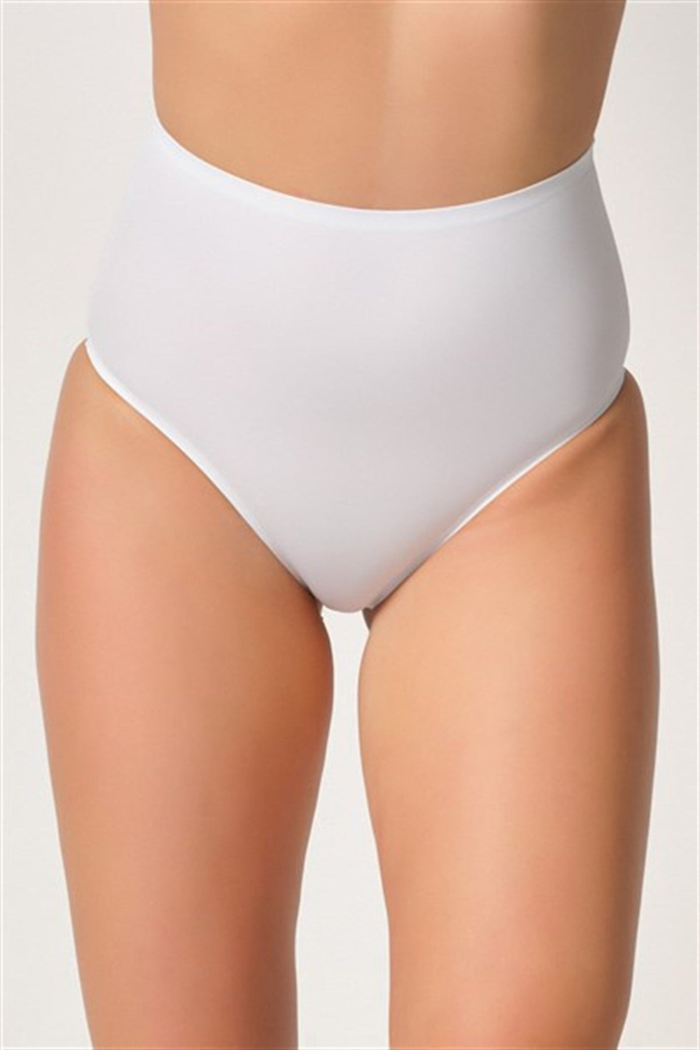 C12801 Kadın Yapıştırma Yüksek Bel Lazer Slip Külot Beyaz