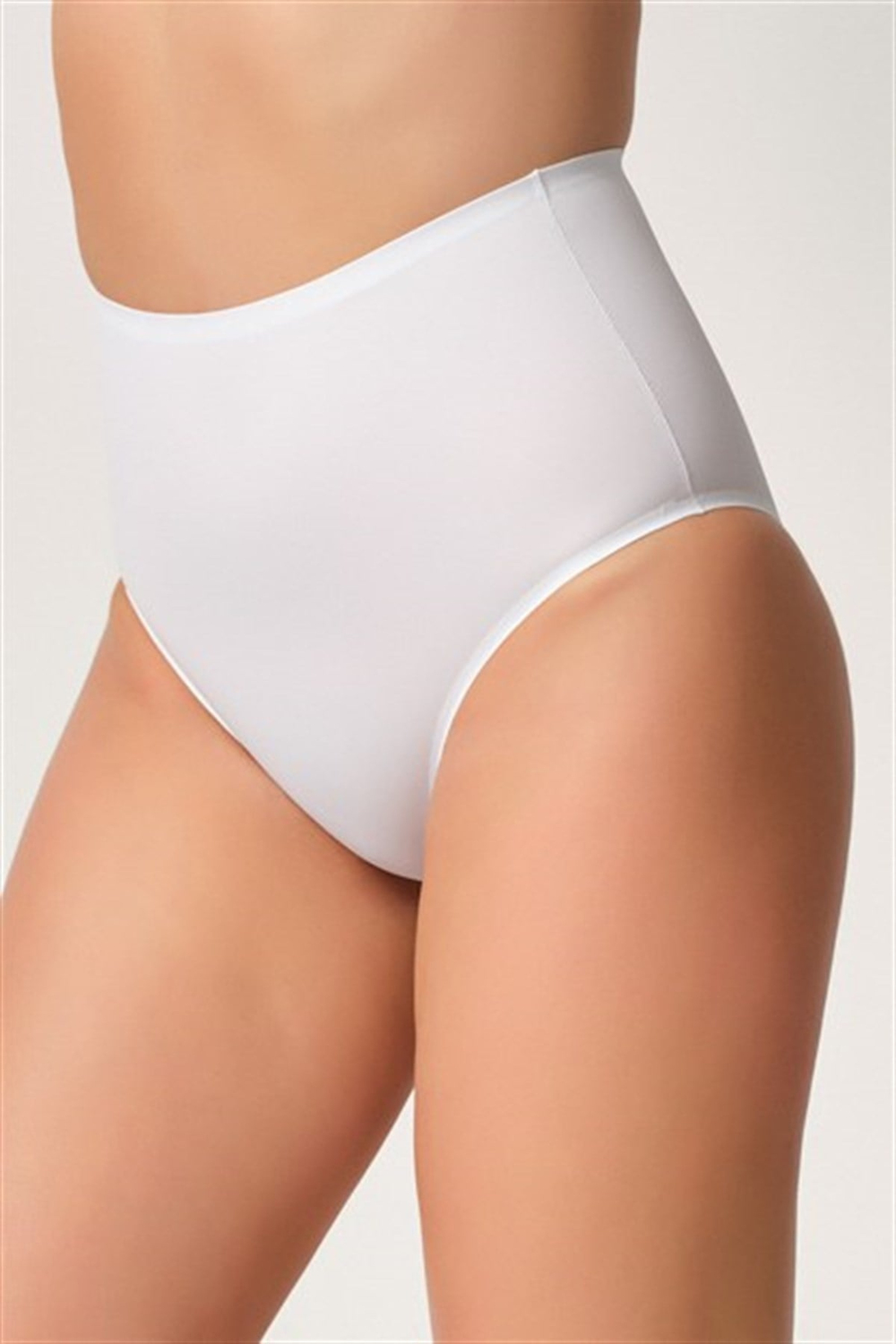 C12801 Kadın Yapıştırma Yüksek Bel Lazer Slip Külot Beyaz