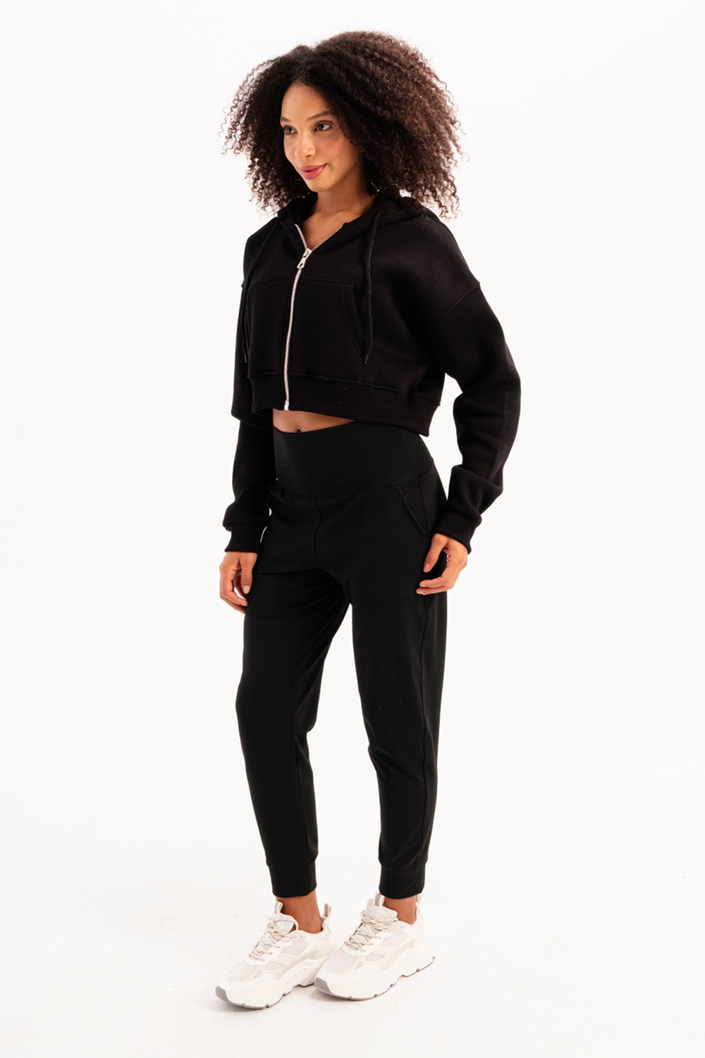 Crop Hooded Zip-Up Fleece Hoodie Womens Sweatshirt Lumen