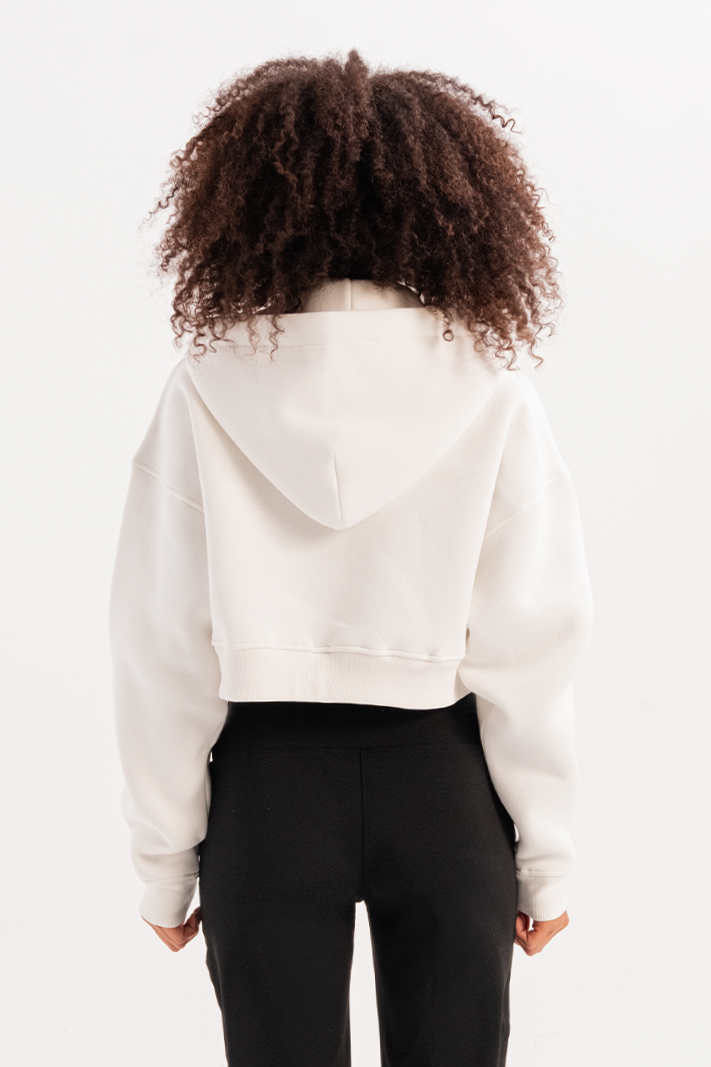 Crop Hooded Zip-Up Fleece Hoodie Womens Sweatshirt Lumen