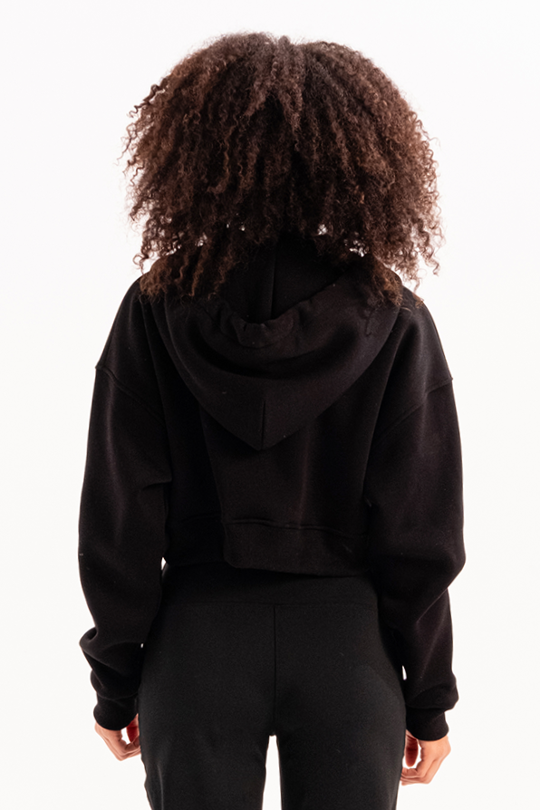 Crop Hooded Zip-Up Fleece Hoodie Womens Sweatshirt Lumen