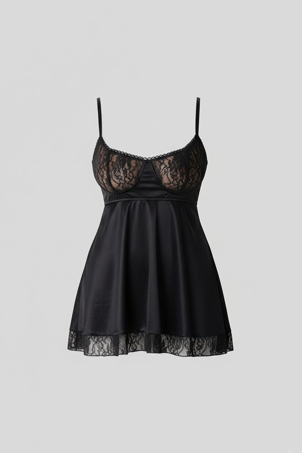 Dantel Detay Babydoll Siyah