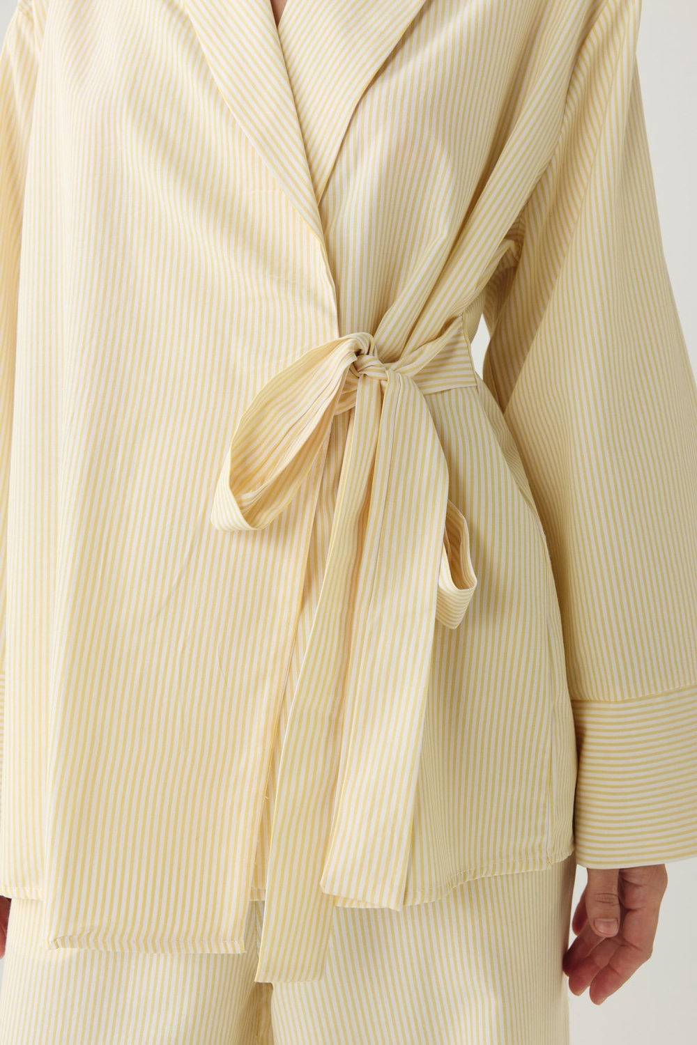 DayJamas Çizgili Kimono Pantolon Takım Açık Sarı