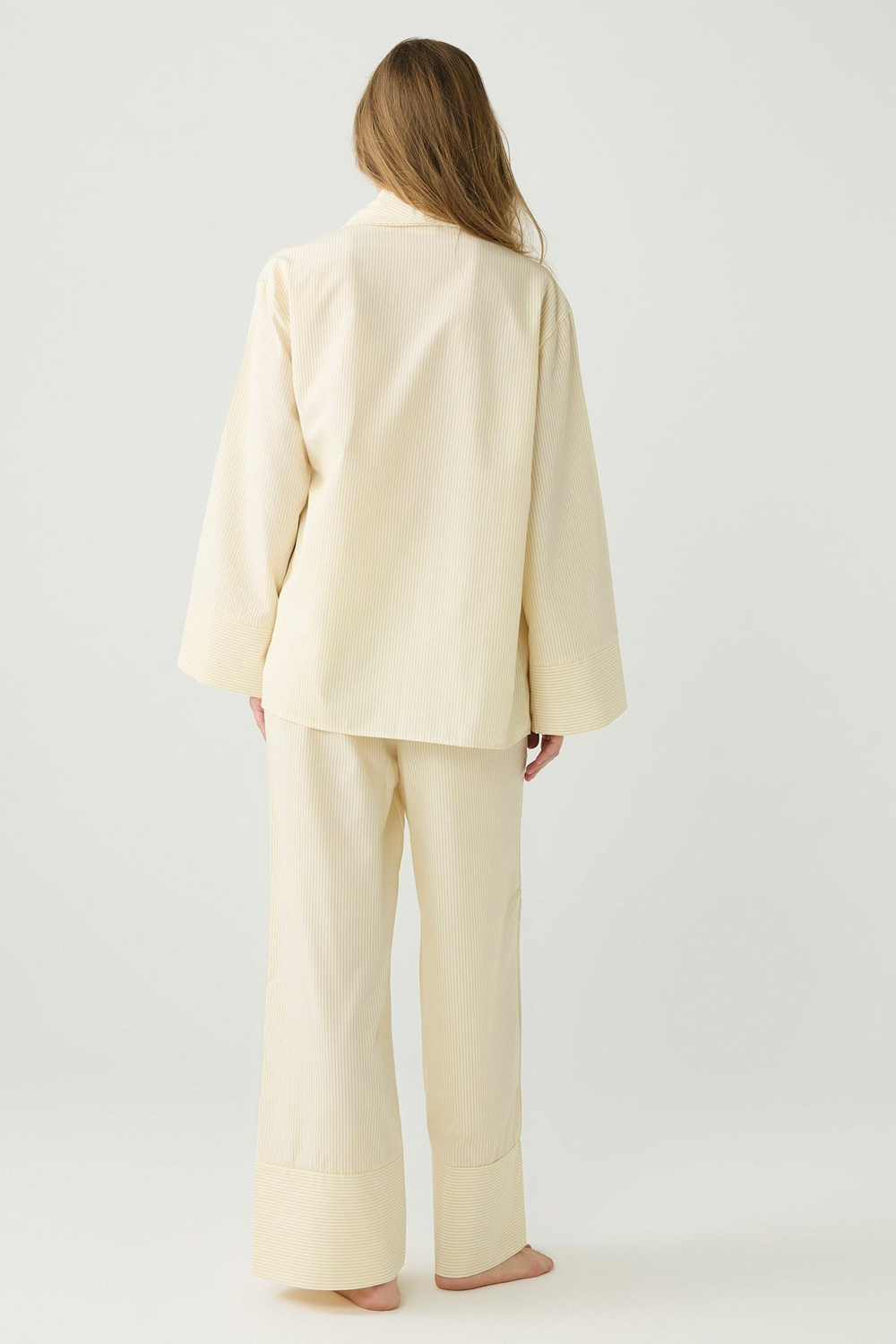 DayJamas Çizgili Kimono Pantolon Takım Açık Sarı