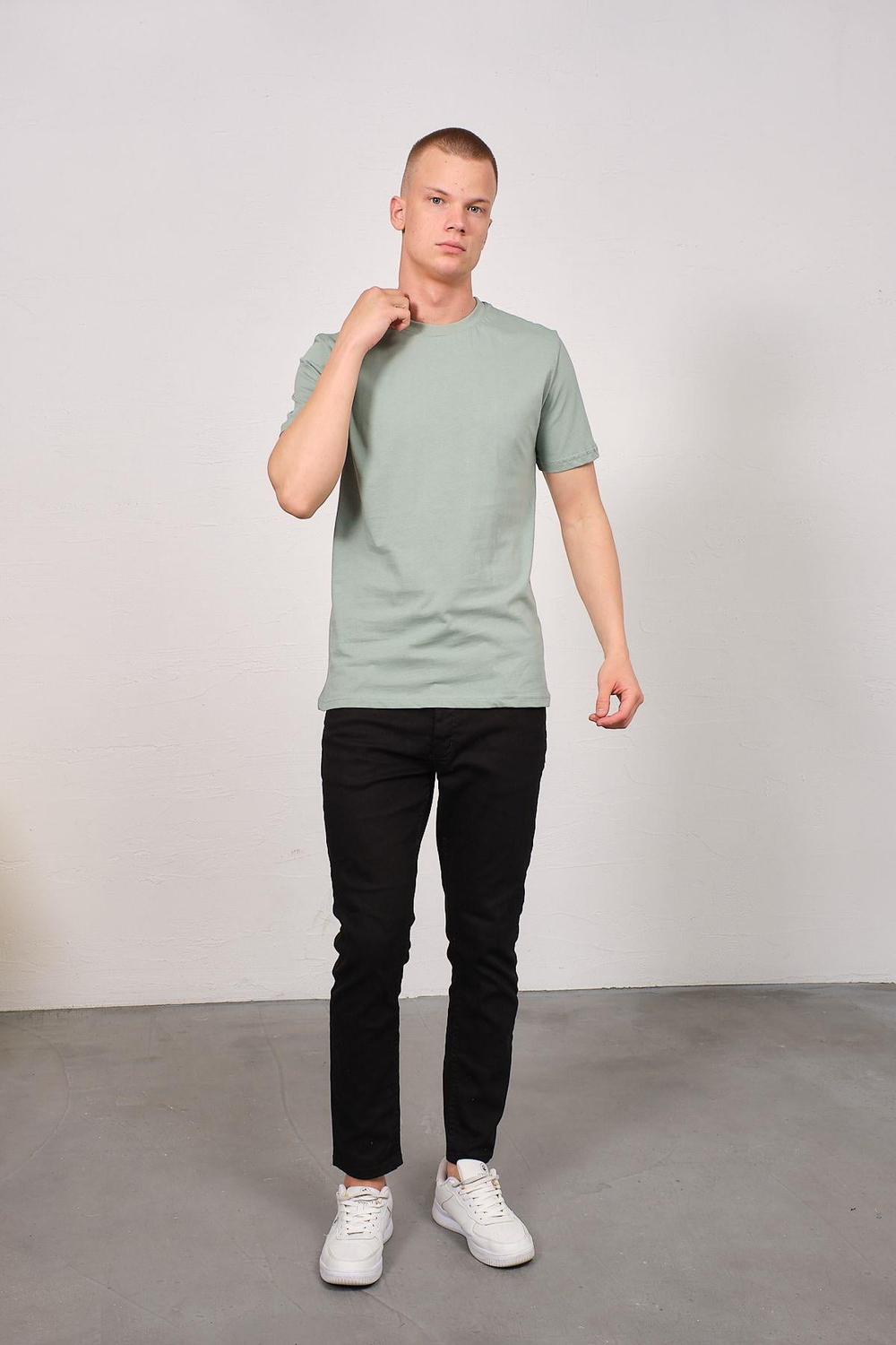 Erkek Bisiklet Yaka 2li Regular Fit Basic T-Shirt 990 Çağla/Gri