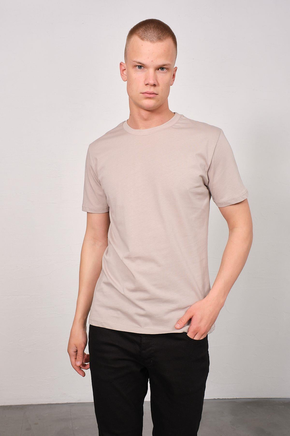 Erkek Bisiklet Yaka 2li Regular Fit Basic T-Shirt 990 Çağla/Gri