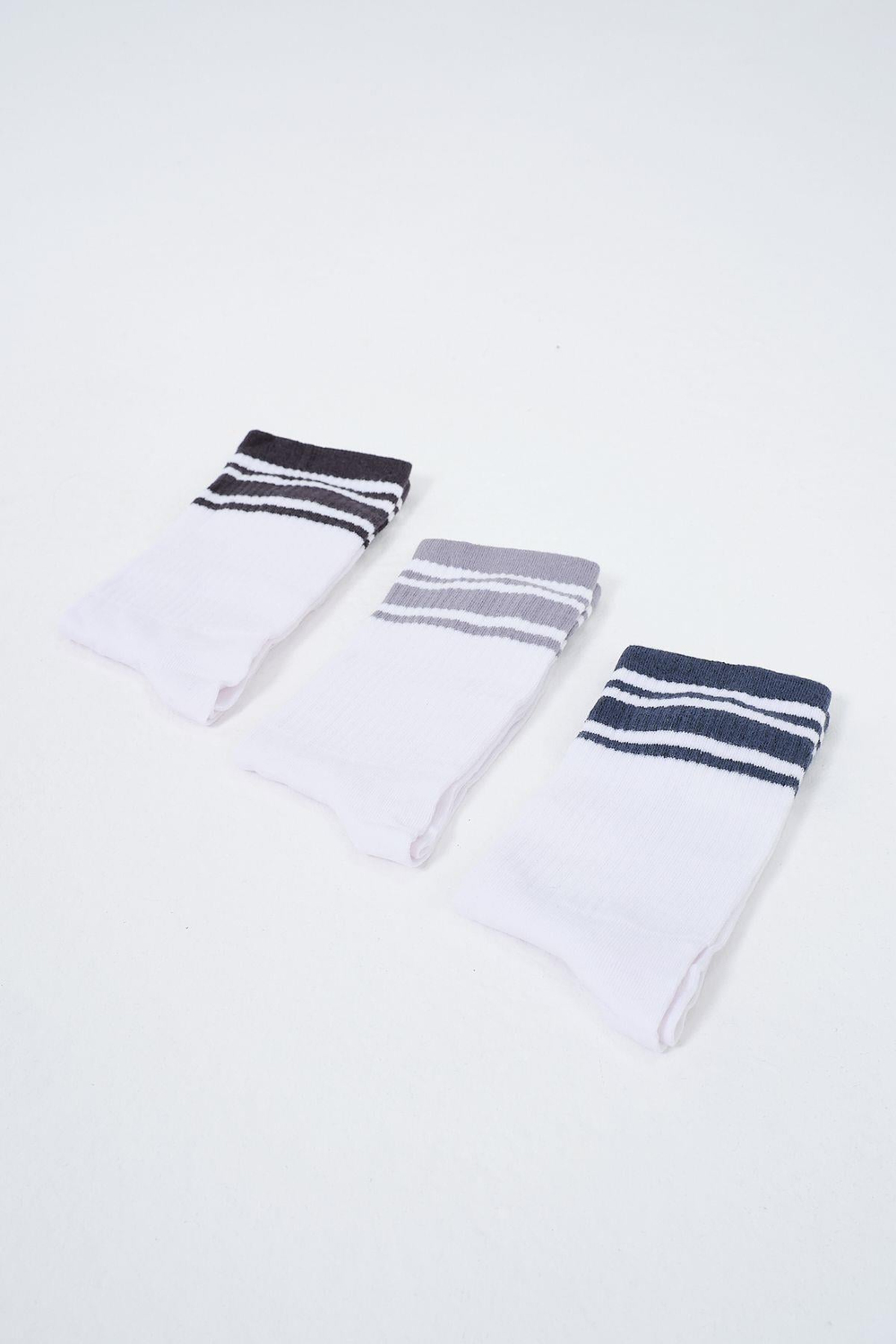Mens Striped Long 3-Pair Sock Set