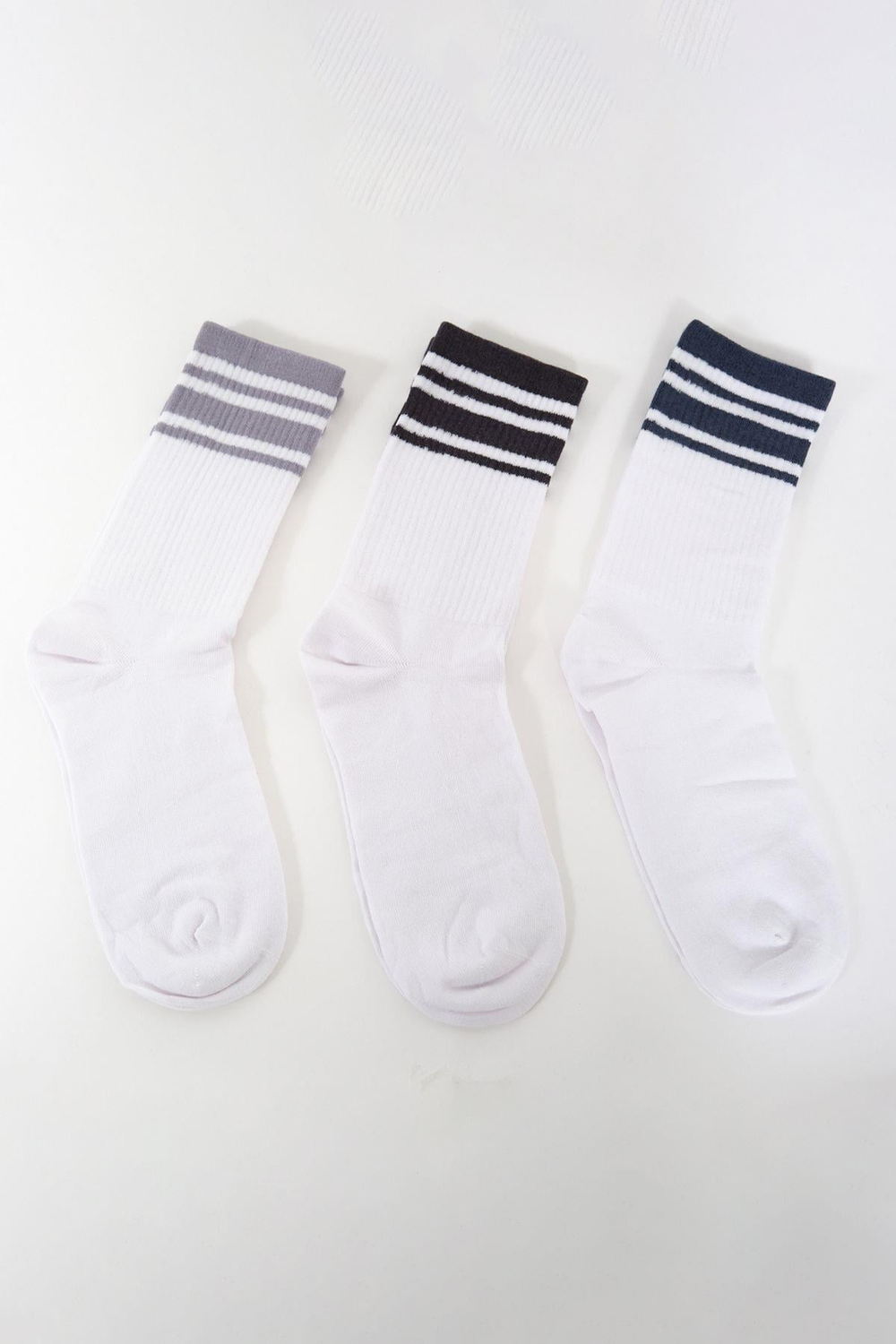 Mens Striped Long 3-Pair Sock Set