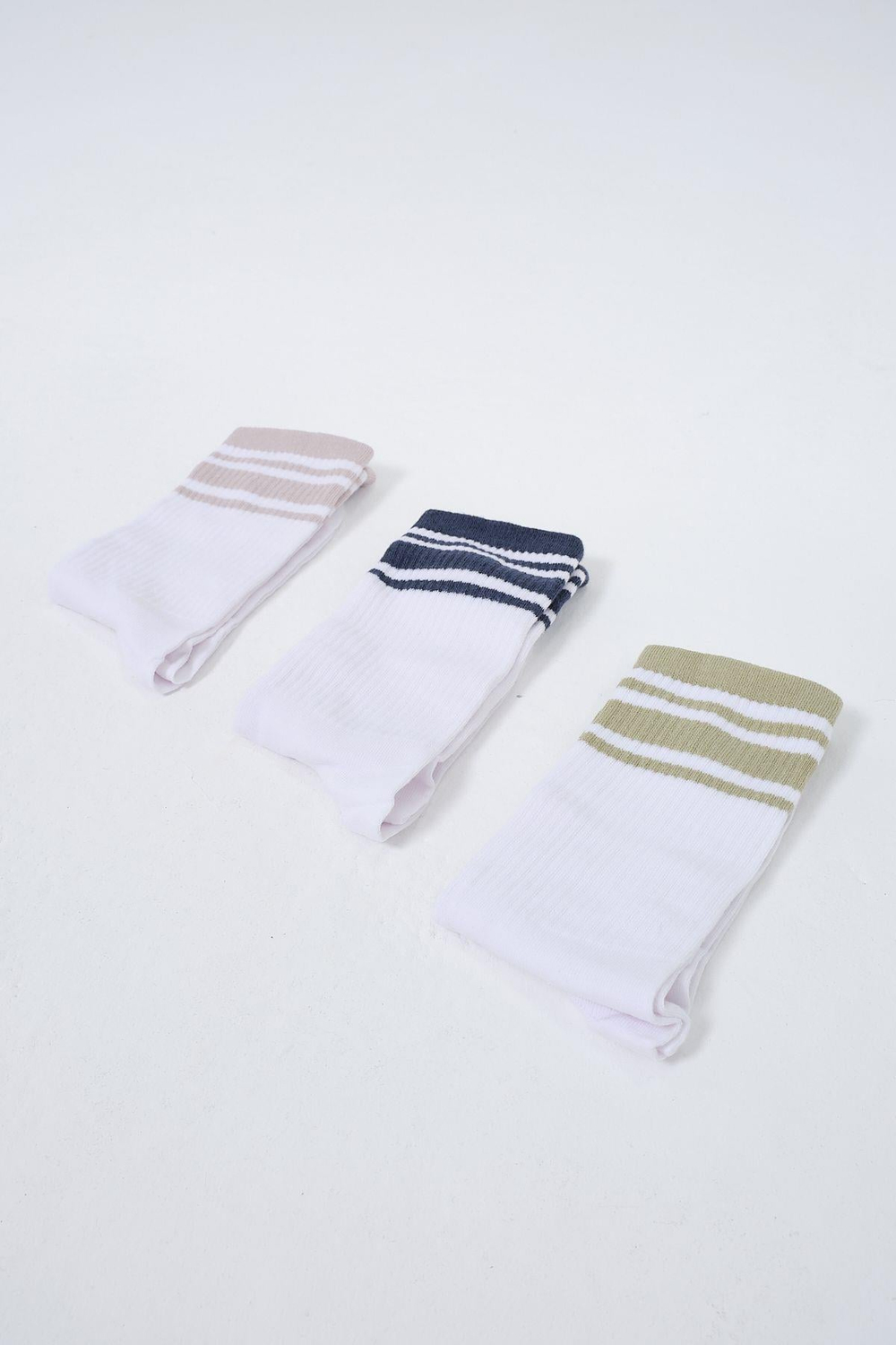 Mens Striped Long 3-Pair Sock Set