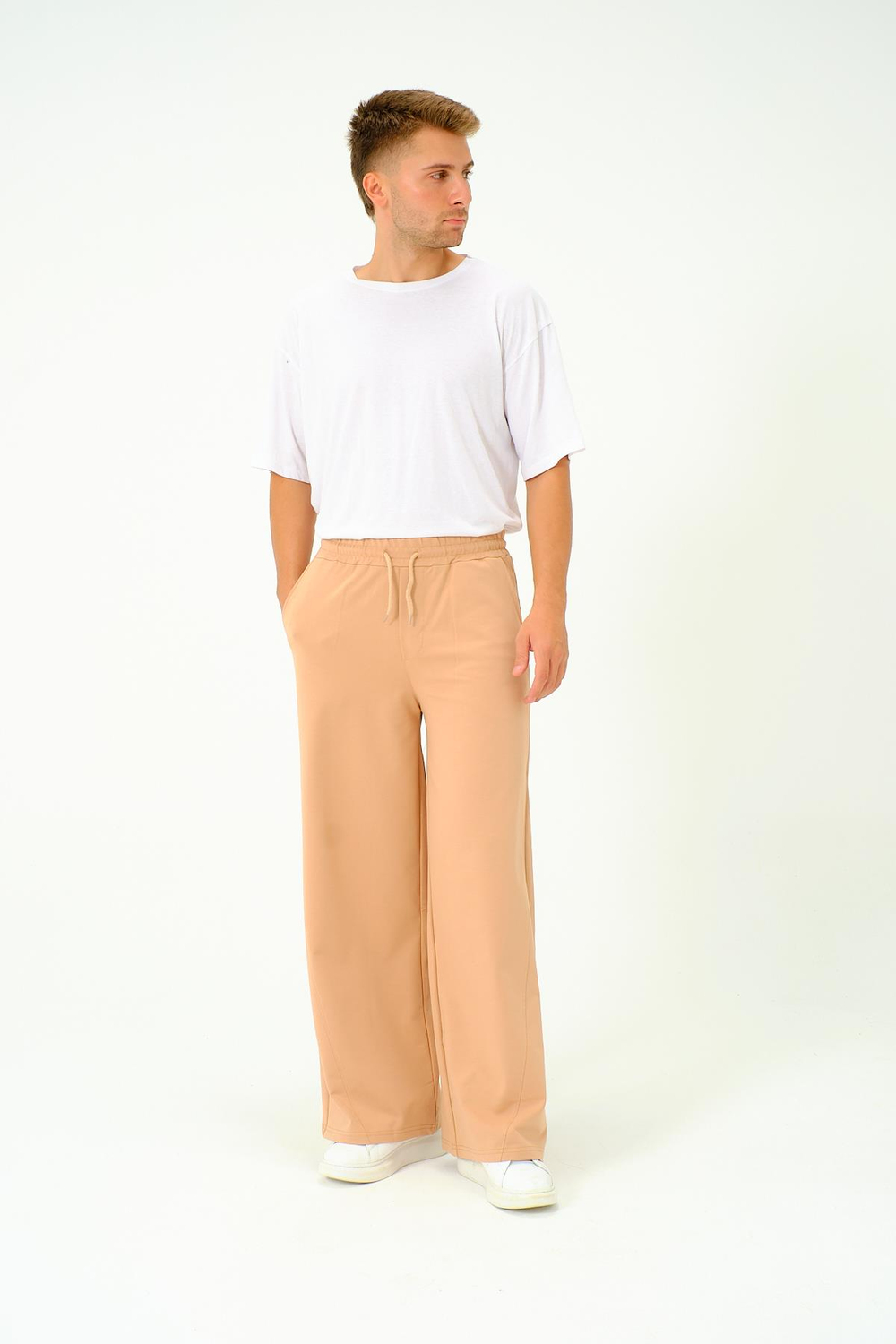 Erkek Oversize Lastikli Baggy Eşofman Altı  786 Sütlü Kahve