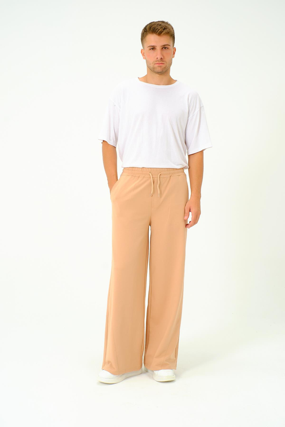 Erkek Oversize Lastikli Baggy Eşofman Altı  786 Sütlü Kahve