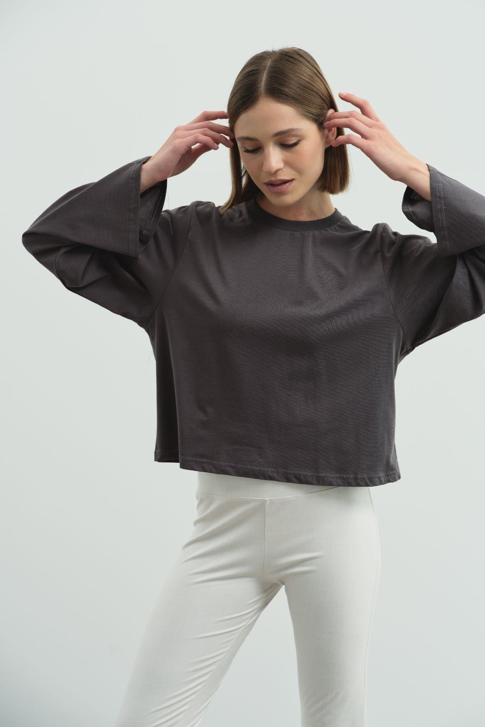 Geniş Kol Oversize 2li Paket T-Shirt 965 Haki/Füme