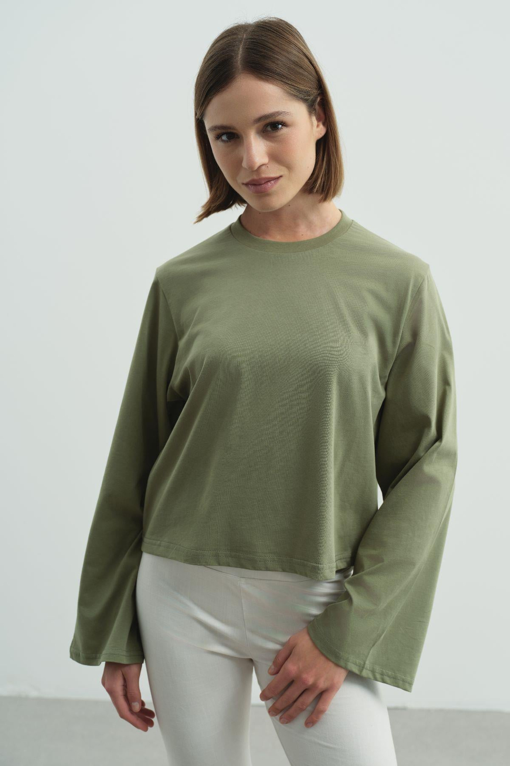 Geniş Kol Oversize 2li Paket T-Shirt 965 Haki/Füme