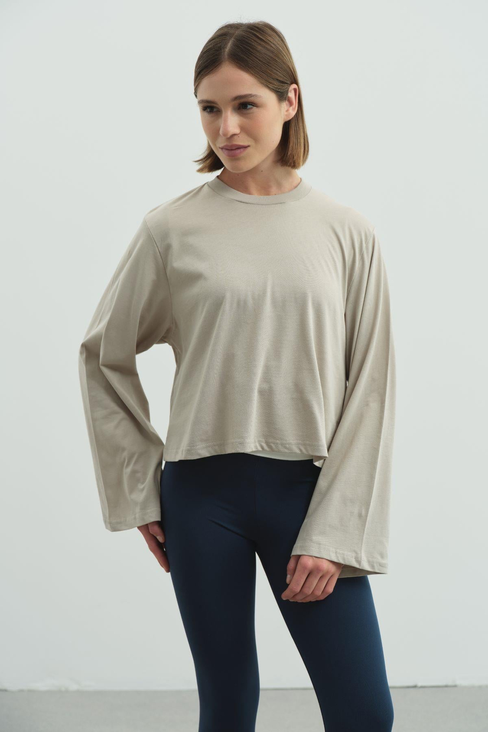 Geniş Kol Oversize 2li Paket T-Shirt 965 Gri/Bej