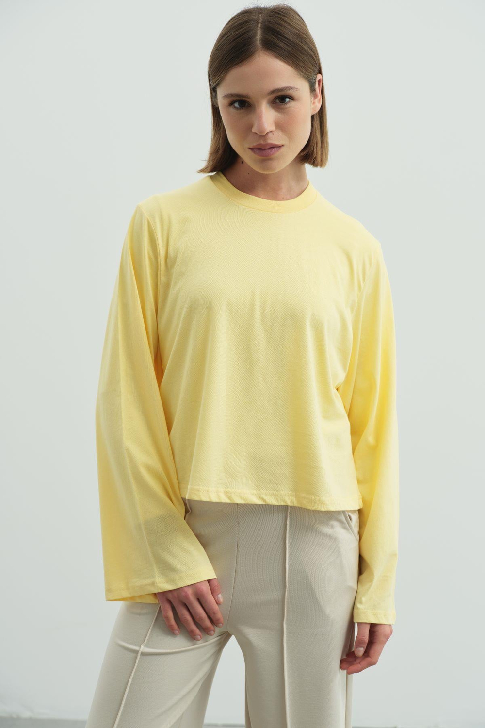Geniş Kol Oversize 2li Paket T-Shirt 965 Lila/Sarı