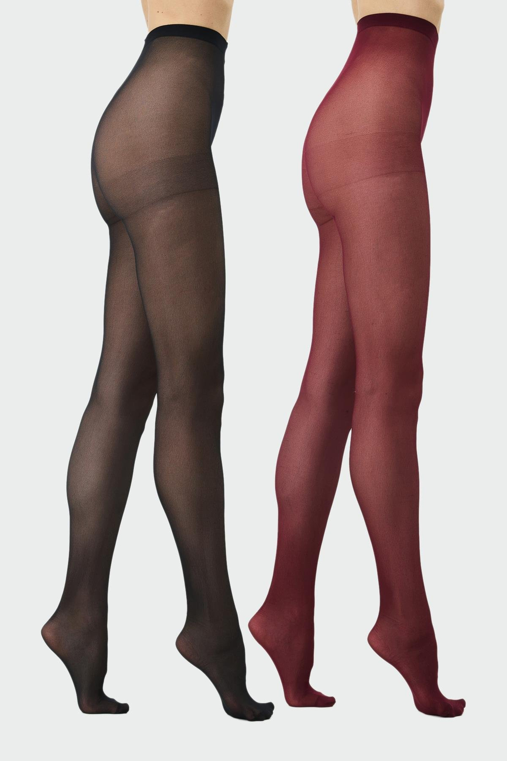 İnce Büyük Beden 40 Opak 2'li Külotlu Çorap Bordo/Siyah