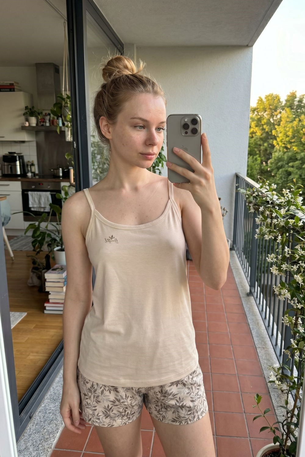 İp Askılı Şortlu Pijama Takımı Krem-512211