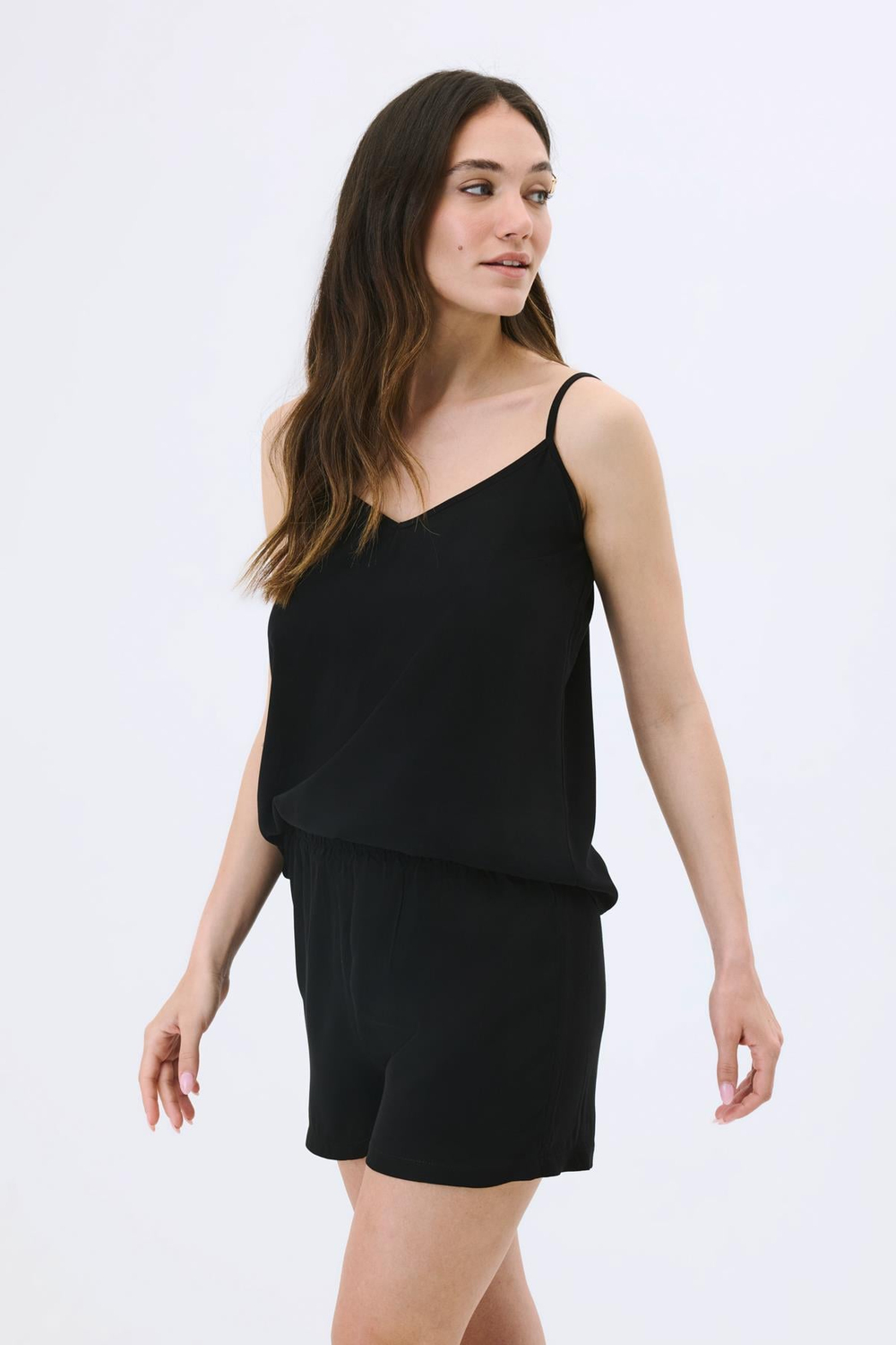 İp Askılı Şortlu Viskon Pijama Takım 9155 Siyah