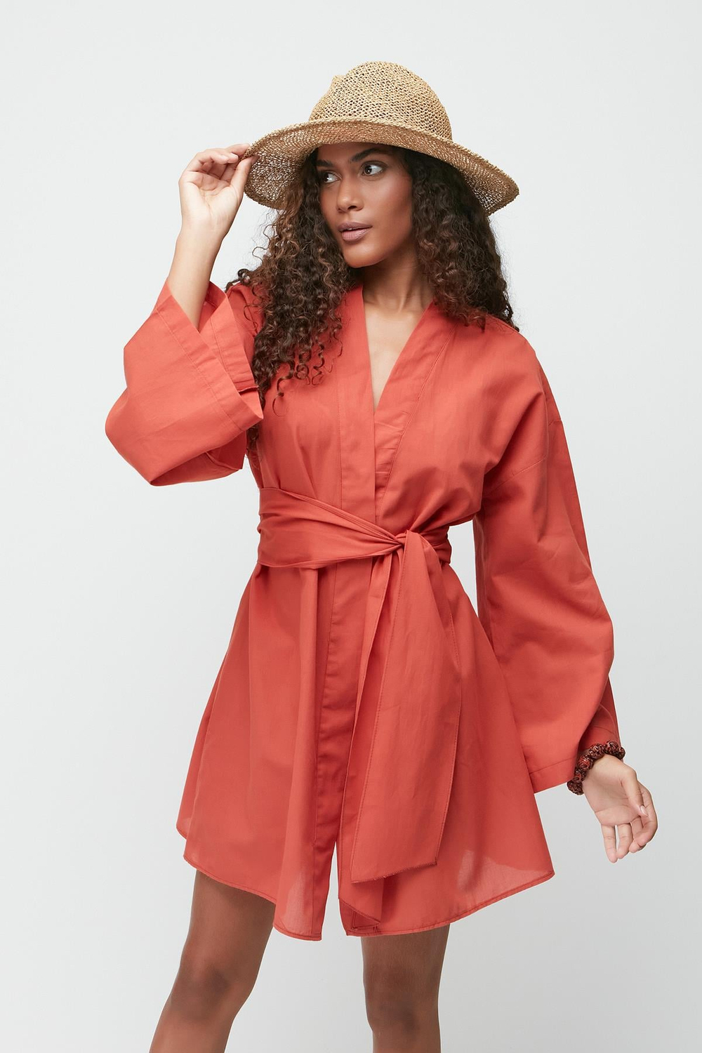 Kimono Pareo Plaj Elbisesi 22412 Kiremit