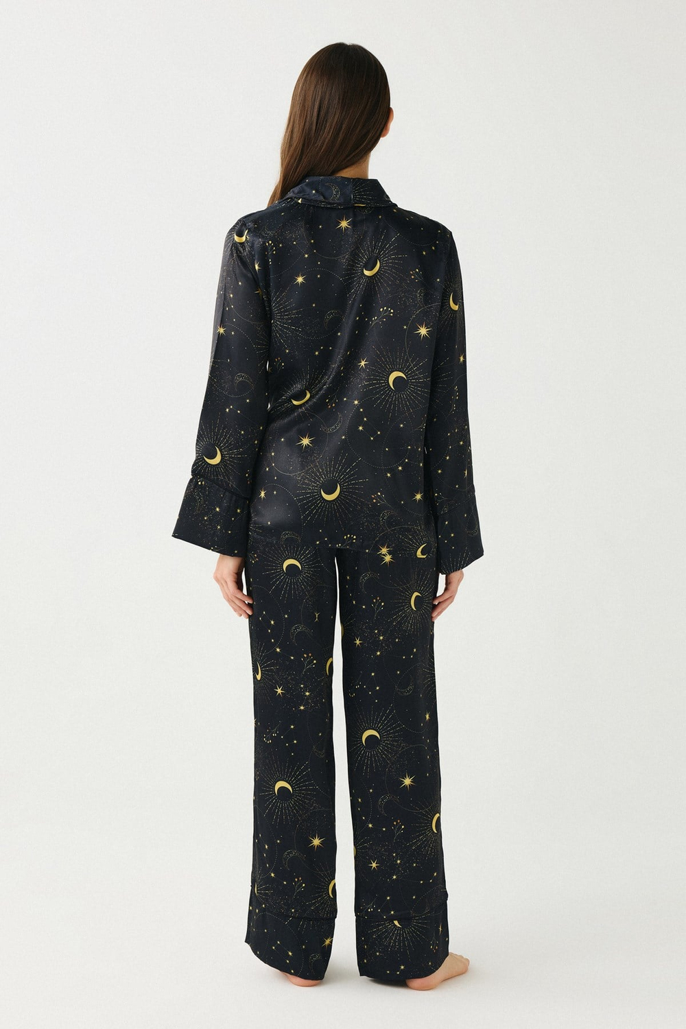 Luna Touch Kimono Pantolon 2li Saten Takım Lacivert