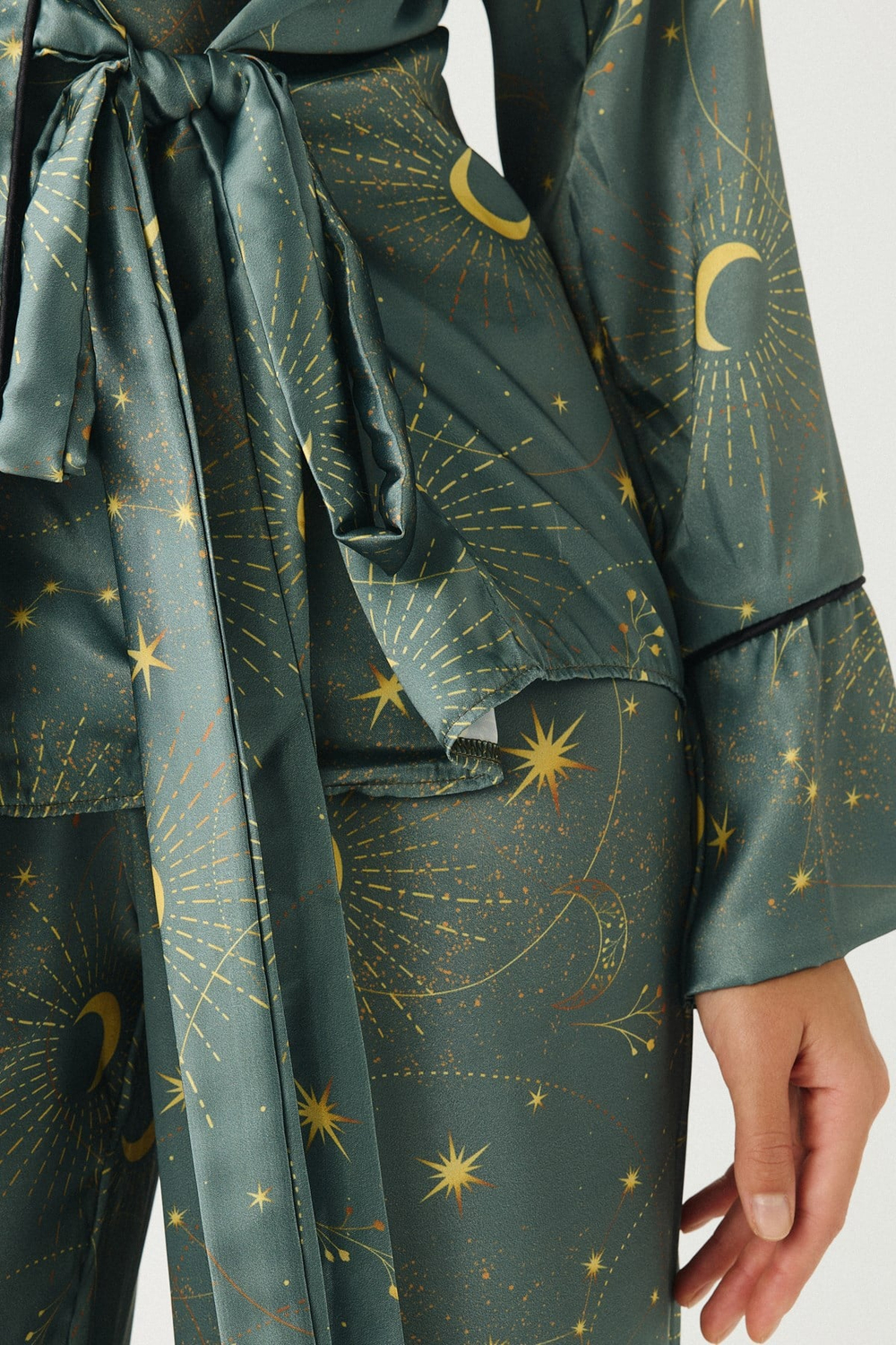 Luna Touch Kimono Pantolon 2li Saten Takım Haki