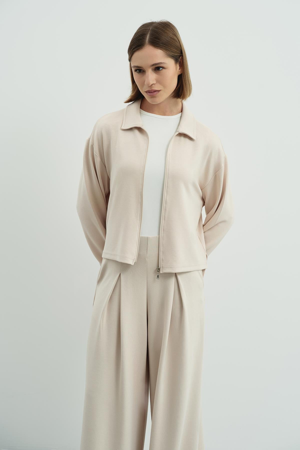 Pure Touch Fermuarlı Sweat CC7002 Bej