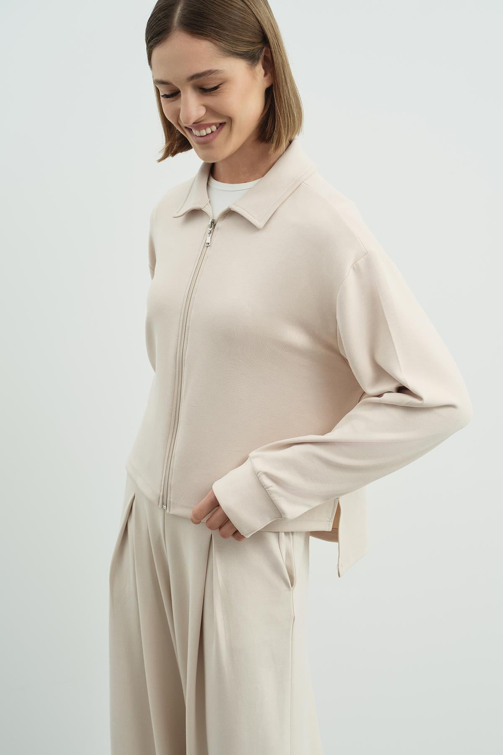 Pure Touch Fermuarlı Sweat CC7002 Bej
