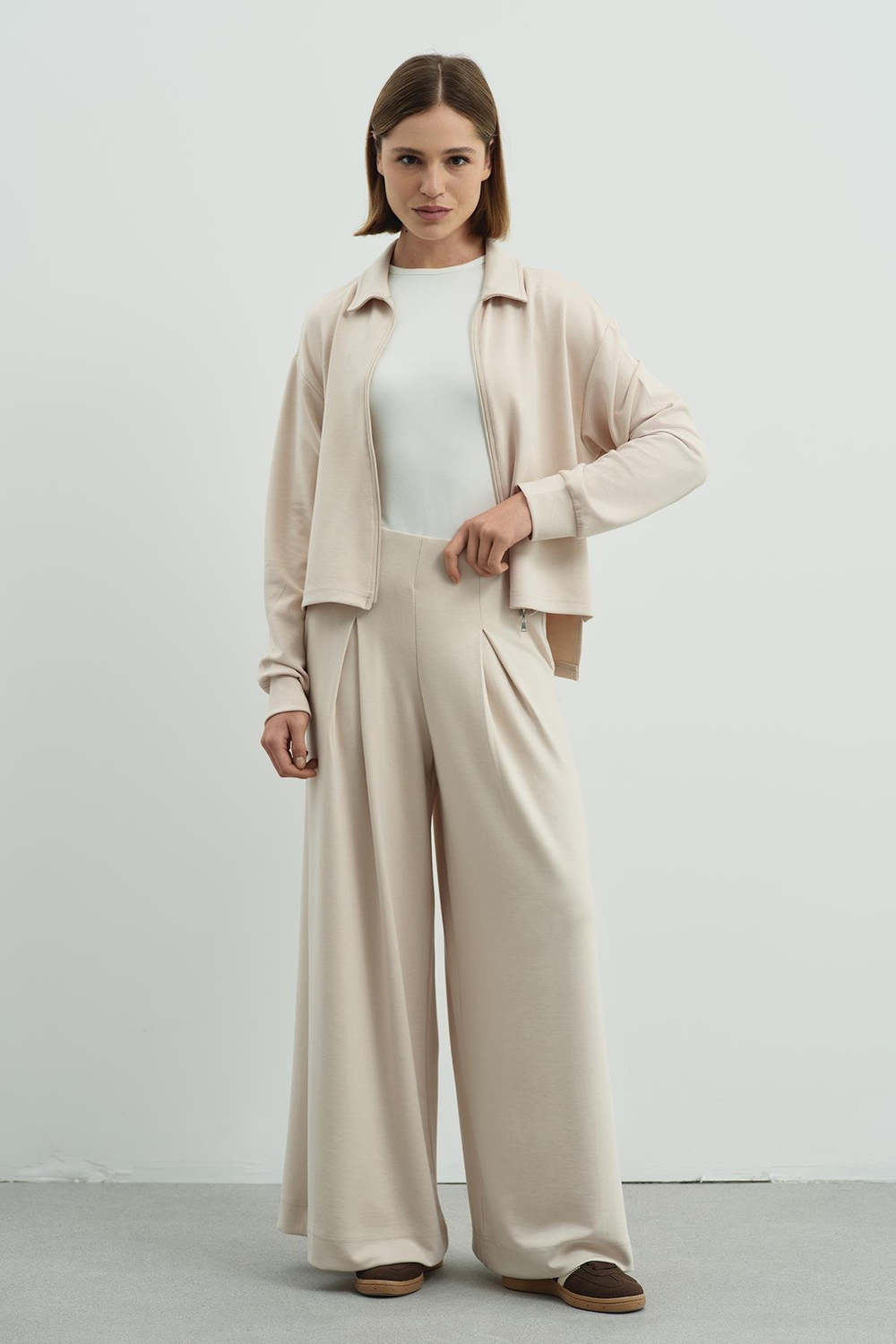 Pure Touch Tek Pileli Pantolon CC7007 Bej