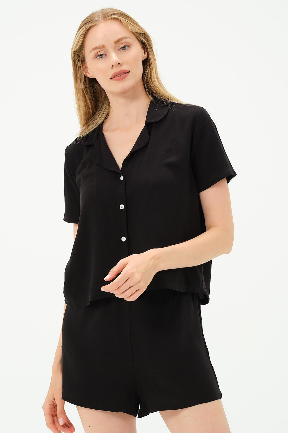 Viscose Shirt and Shorts Set 9156