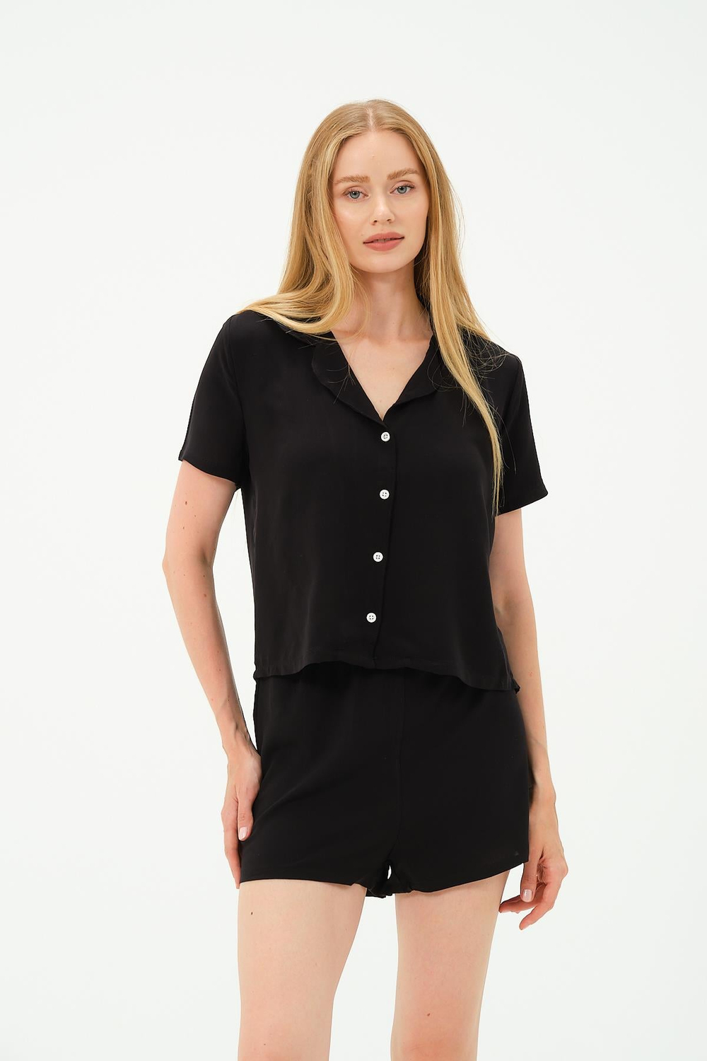 Viscose Shirt and Shorts Set 9156