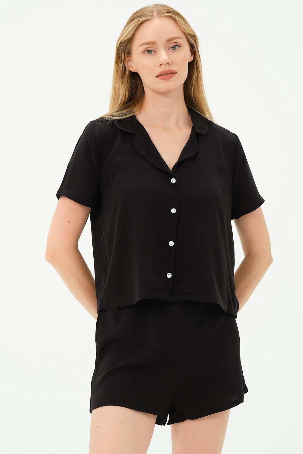 Viscose Shirt and Shorts Set 9156
