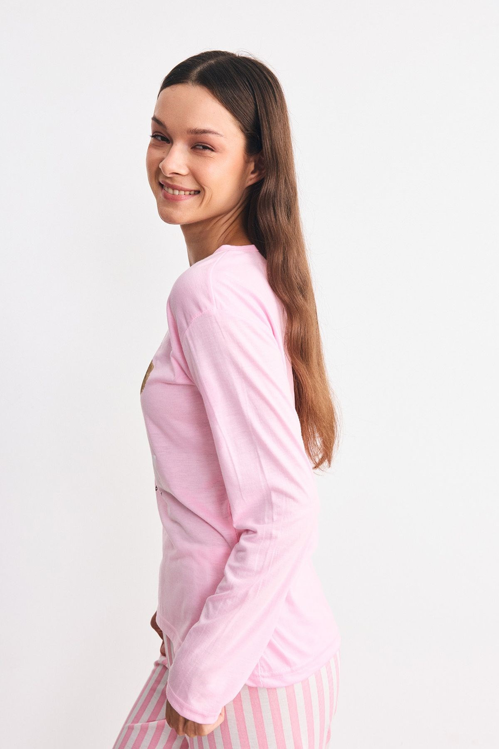 Yumuşak Dokulu Baskılı Pijama Takımı Ayıcık
