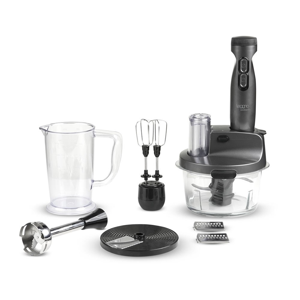 Leggno Gourmet Pro Cam Hazneli Blender Seti Metalik Gri