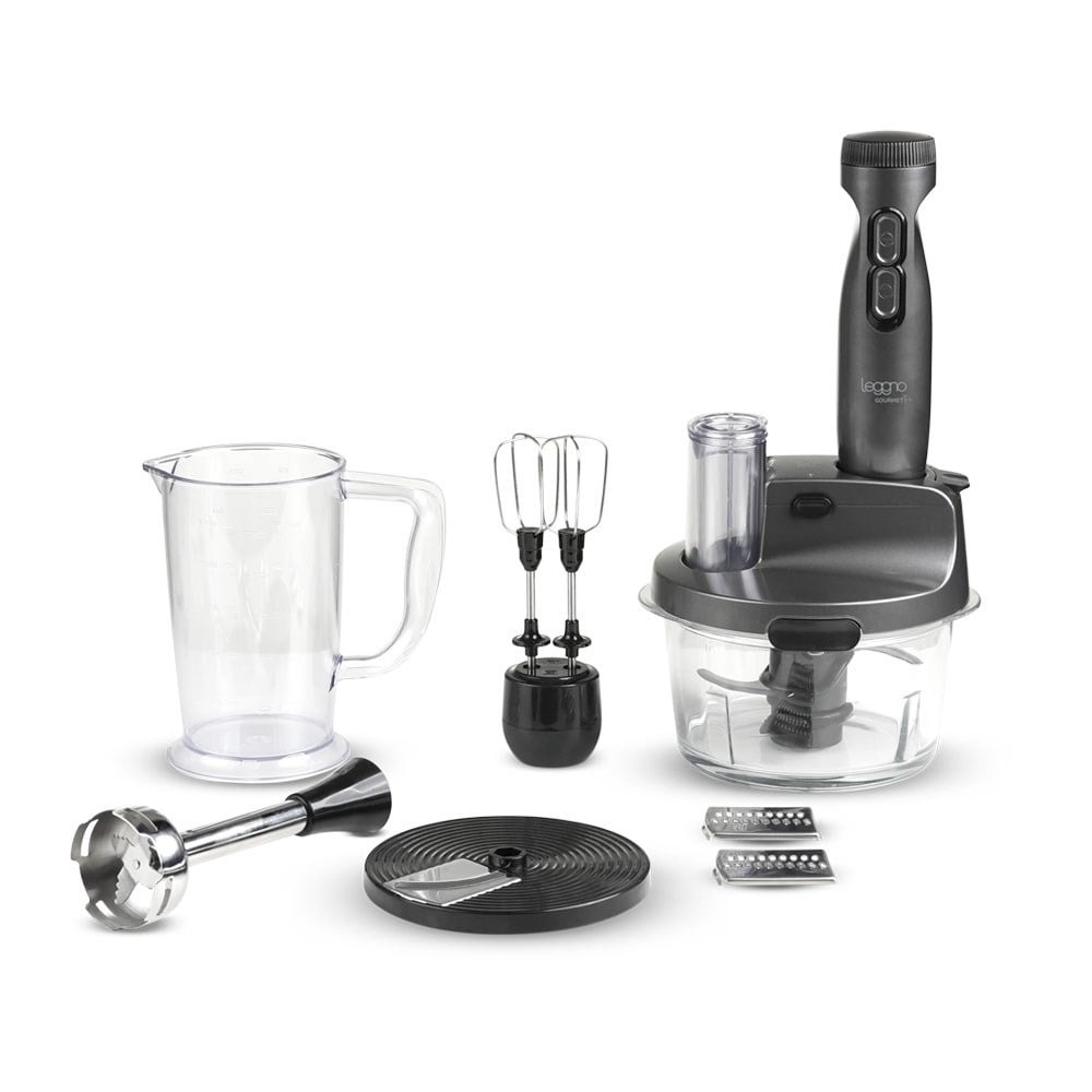 Leggno Gourmet Pro Cam Hazneli Blender Seti Metalik Gri