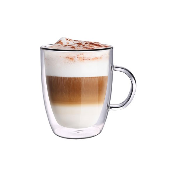 Leggno Vetro Cidarlı Cam Latte Bardağı 2'li 400 ml