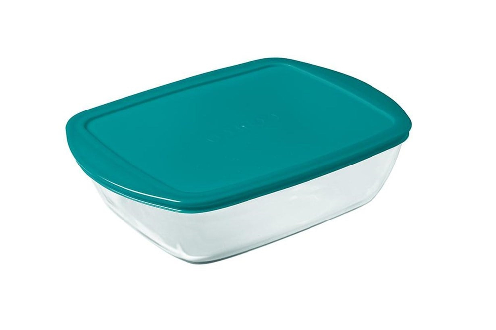 Pyrex Dikdörtgen Kapaklı Cam Saklama Kabı Turkuaz 2.5 L