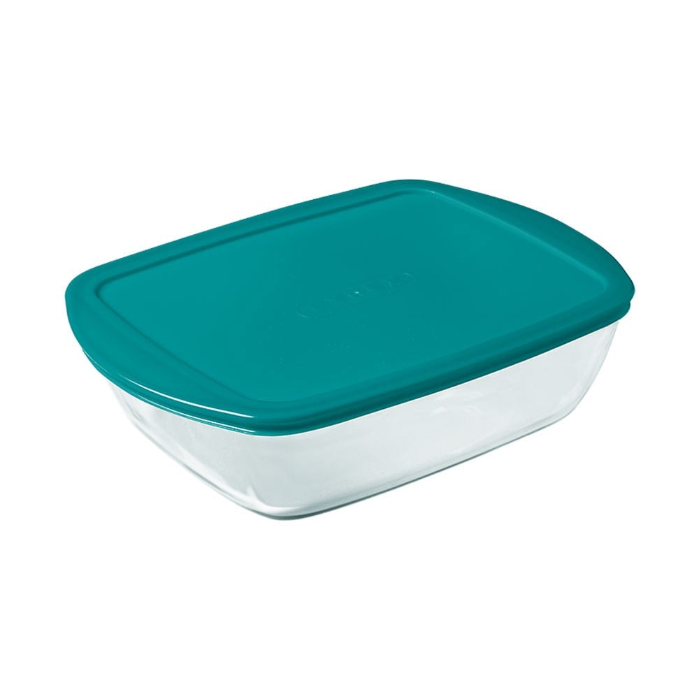 Pyrex Kare Kapaklı Saklama Kabı Turkuaz 300 ml