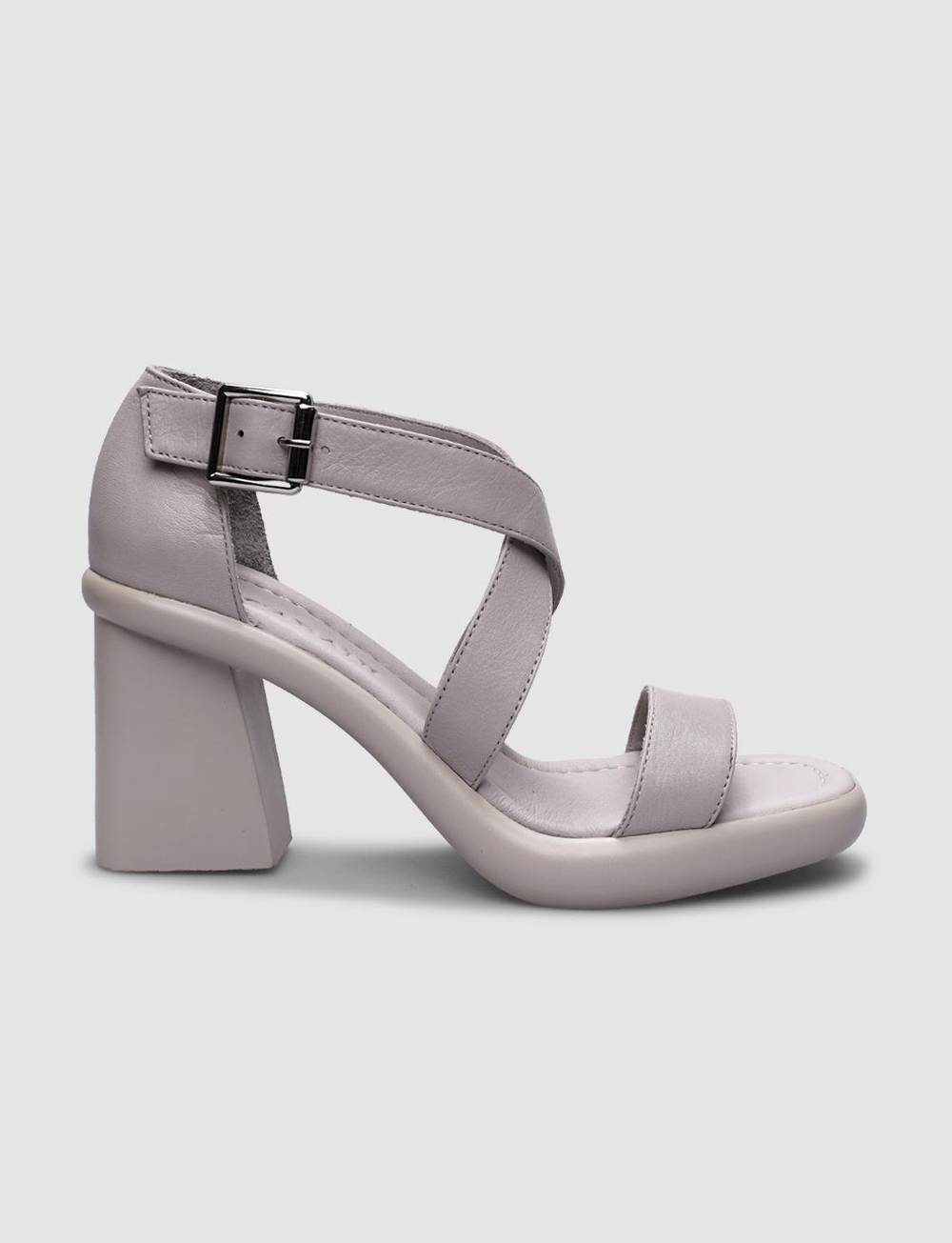 %100 Hakiki Deri Gri Kadın Sandalet