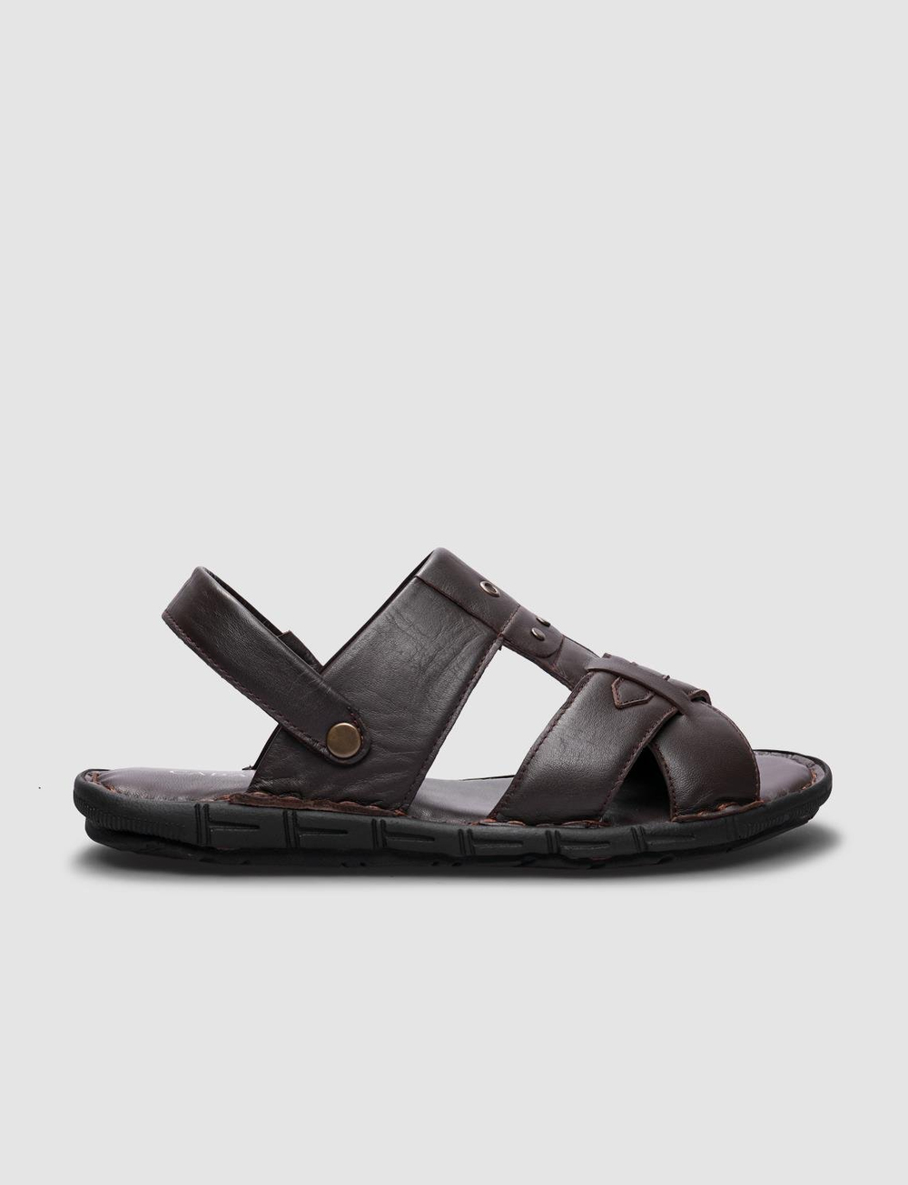 %100 Hakiki Deri Kahverengi Erkek Sandalet
