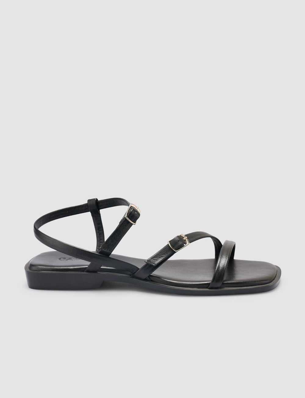 %100 Hakiki Deri Siyah Kadın Sandalet