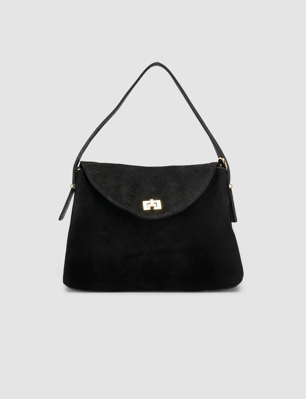 Cabani Kilit Açmalı Süet Siyah Kadın El Çantası